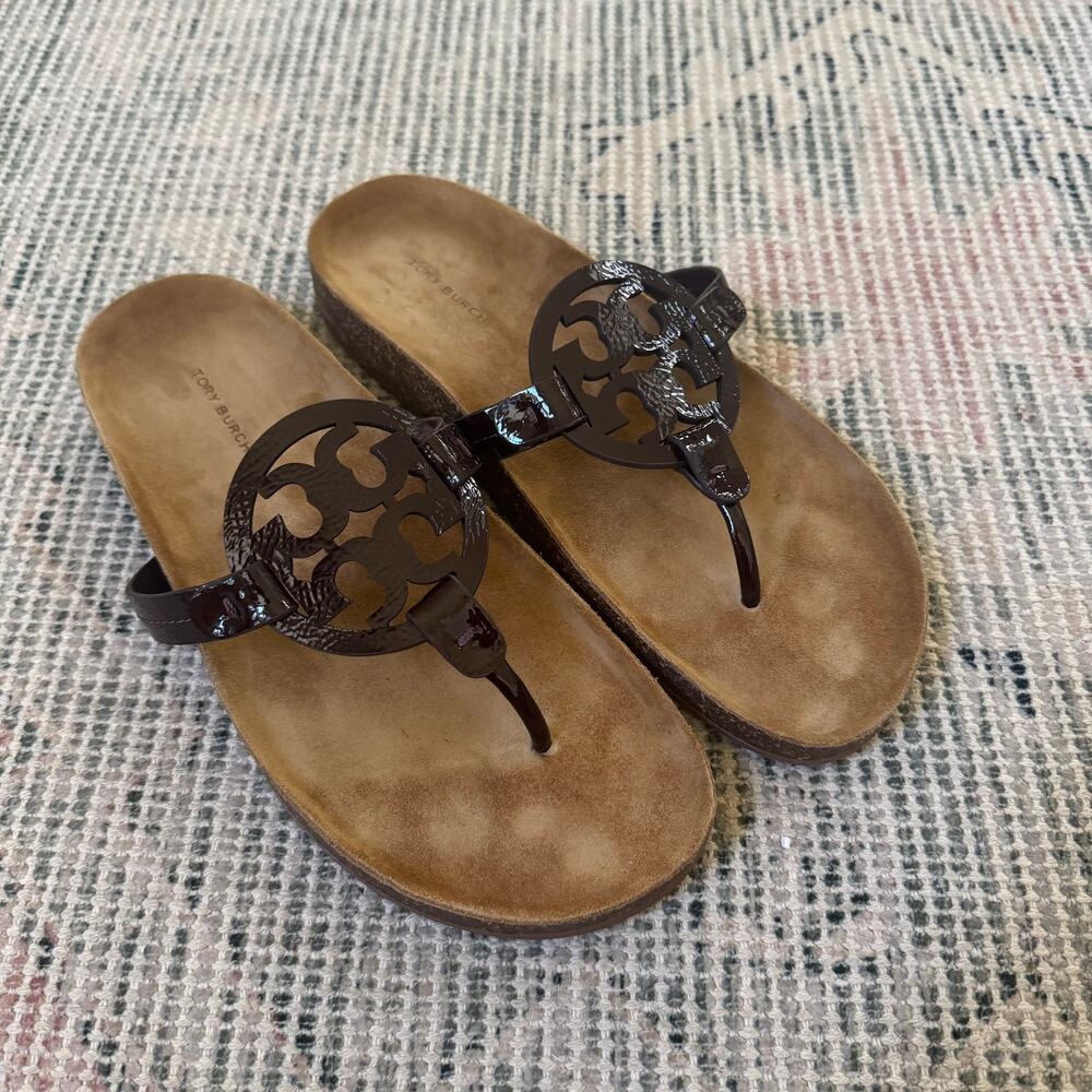 Tory Burch Miller Cloud Sandal in Plum/Natural Size 10 - Picture 5 of 11